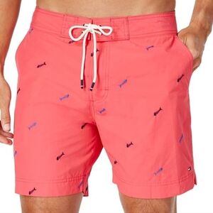 Tommy Hilfiger Pink Swim Trunks with Blue Accents